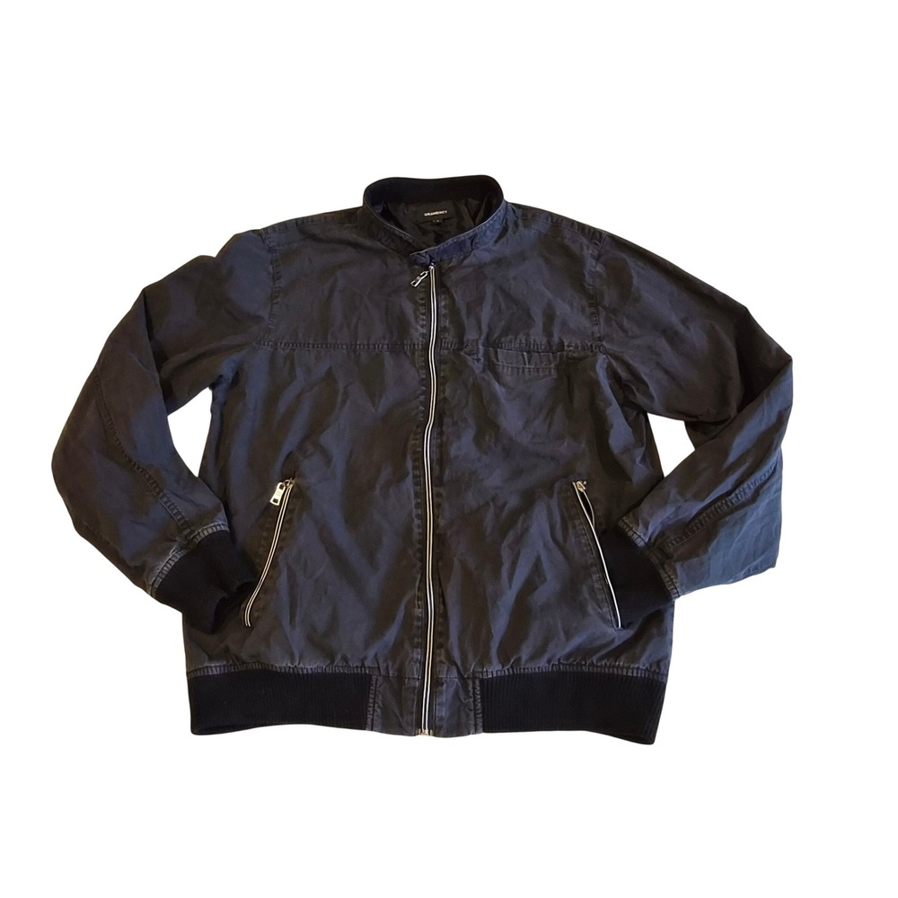 Gramercy Mens Cotton Bomber Jacket Black Gray Full Zip GRM-009J Size L